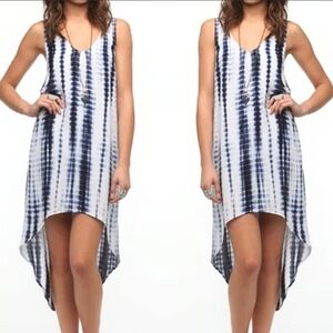 STARING AT STARS  High-Low Tie Dye Print Sleeveless Sundress Blue/white. Size S
